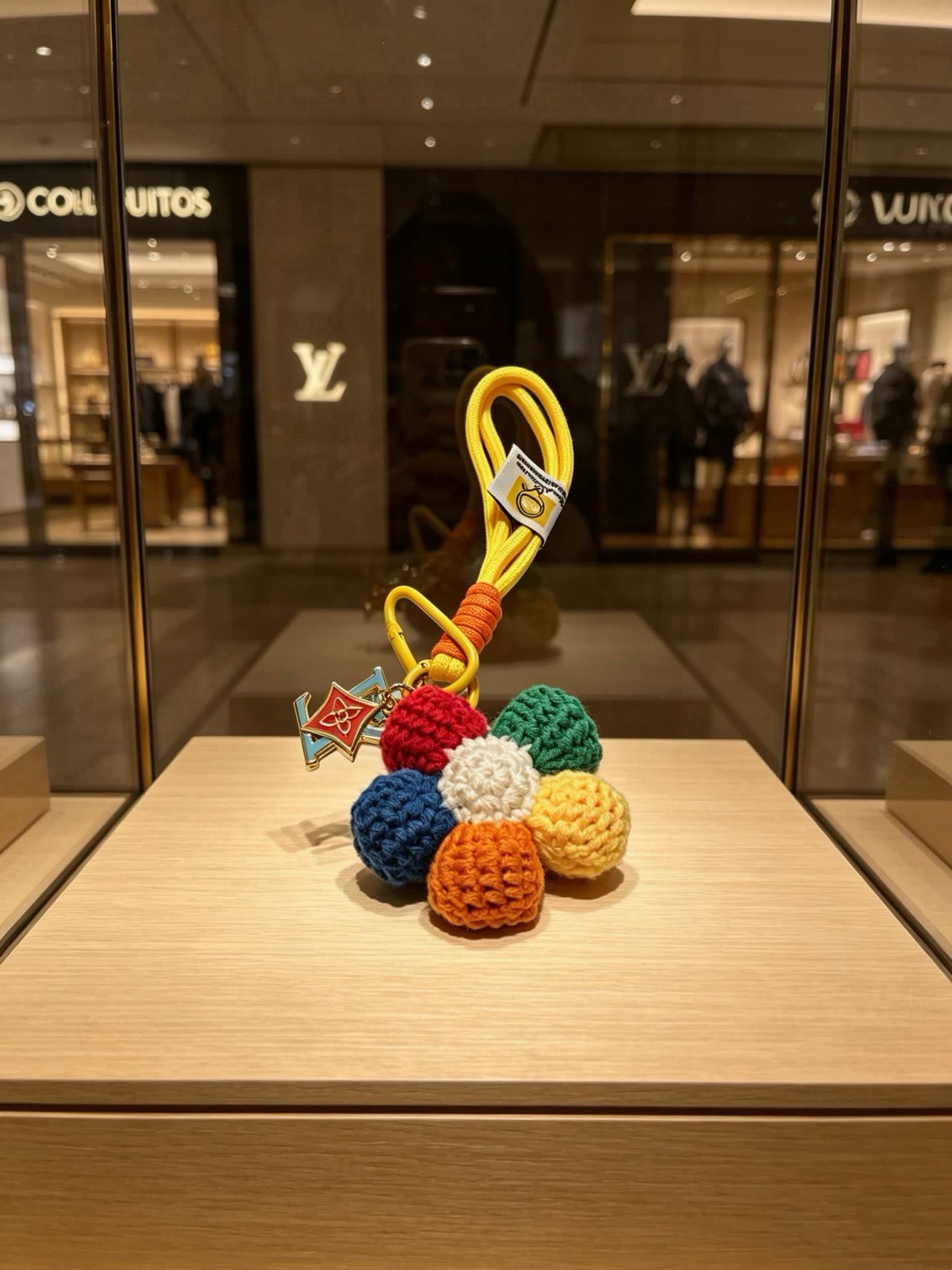 Louis Vuitton Multicolored Crochet Flower Charm Keychain